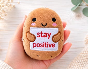 positive Potato ITH Embroidery Design 4x4,5x7 In The Hoop Potato Plushie, Kawaii Potato Embroidery Pattern, Machine Embroidery File