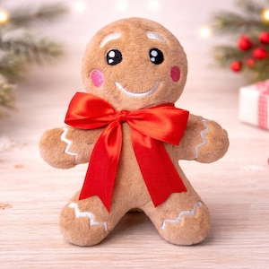 Gingerbread man embroidery pattern , In The Hoop, ITH, Softie Stuffie Plushie Kids , embroidery design, christmas pattern, 3 sizes