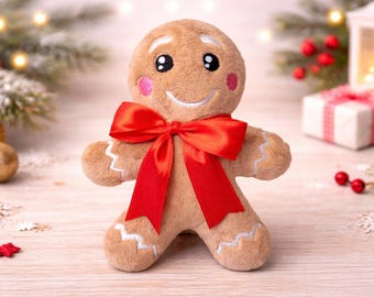 Gingerbread man embroidery pattern , In The Hoop, ITH, Softie Stuffie Plushie Kids , embroidery design, christmas pattern, 3 sizes