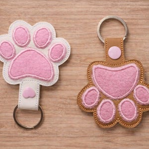 Pfote Schlüsselanhänger, Schlüsselanhänger, Snap Tab, ITH, digitale Datei, Stickmuster 4 x 4