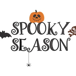 Spooky Season Halloween Embroidery Design, Digital File, 6 sizes