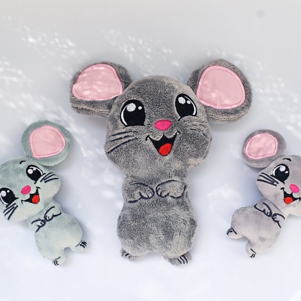 Mouse Stuffie ITH Embroidery , Machine Pattern, ITH Mouse Stuffie, Mouse Softie, Mouse Pattern, ITH 5x7 ,6x10, 7x12,8x12,