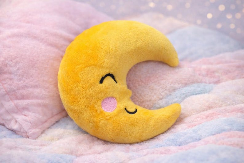 Moon embroidery pattern, In The Hoop ITH, Softie Stuffie Plushie Kids embroidery design, 4 sizes image 1