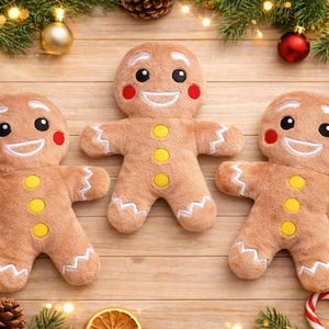 Borduurpatroon van een peperkoekmannetje, In The Hoop (ITH), Zachte Knuffel voor Kinderen, borduurontwerp, kerstpatroon, 4 maten afbeelding 1