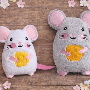 Ratón de peluche bordado ITH, patrón para máquina, ratón de peluche ITH, ratón suave, patrón de ratón, ITH 5x7, 6x10, 7x12, 8x12, 8x8