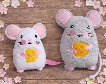 Ratón de peluche bordado ITH, patrón para máquina, ratón de peluche ITH, ratón suave, patrón de ratón, ITH 5x7, 6x10, 7x12, 8x12, 8x8