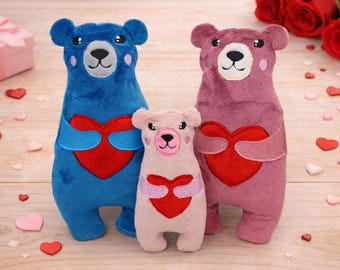 Teddy Bear with heart Stuffie ITH Embroidery , Machine Pattern, ITH Bear Stuffie, Teddy Softie,ITH 5x7 , 6x10, 7x12