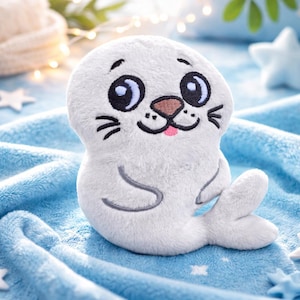 Diseño de bordado ITH de peluche de foca de 5x7, 6x10, 7x12, 8x8, 8x12