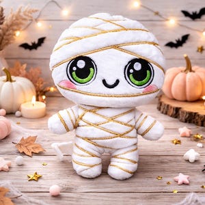 Mummy machine embroidery design, Halloween ITH Stuffie Embroidery, Halloween Softie, ITH 5x7 , 6x10, 7x12,8x8,8x12