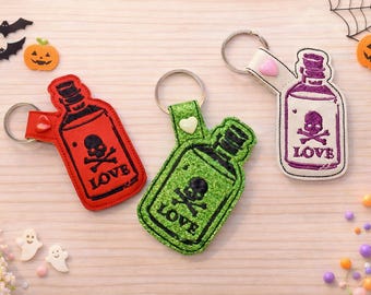 Poison bottle Snap Tab, halloween, Key Chain, Key Fob, Snap Tab, ITH, Digital File, Embroidery Design 4x4