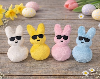 Gangsta Tiny Peepster Bunny ITH broderidesign, Liten kanin påskpryl, Maskinmönster, ITH en i 4x4-båge eller flera i 5x7