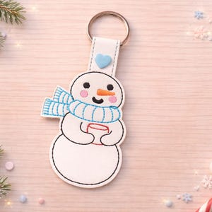 Snowman Snap Tab, Christmas Key Chain, Key Fob, Snap Tab, ITH, Digital File, Embroidery Design 4x4,5x7
