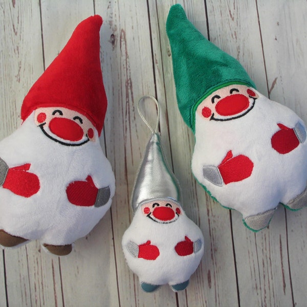 Christmas Gnome  Xmas Santa Elf Stuffie ITH Embroidery , Gnome Machine Pattern ITH Stuffie,  Scandinavian Gnome Softie 5x7 , 6x10, 7x12