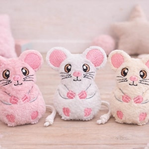 Patrón de máquina de bordar ITH de peluche de ratón, peluche de ratón, patrón de ratón, juguete para gato con hierba gatera, diseño de bordado a máquina ITH 4x4