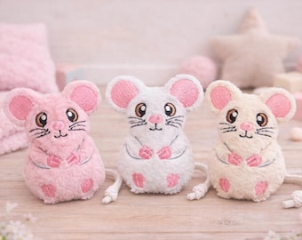 Mouse Stuffie ITH Embroidery Machine Pattern Mouse Stuffie,Mouse Softie,Mouse Pattern,cat toy for catnip,machine embroidery design ITH 4x4