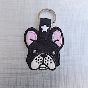 French Bulldog Snap Tab, Dog, Key Chain, Key Fob, Snap Tab, ITH, Digital File, Embroidery Design 5x7