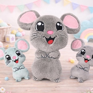 Ratón de peluche ITH bordado, patrón de máquina, ratón de peluche ITH, ratón suave, patrón de ratón, ITH 5x7,6x10, 7x12,8x12,