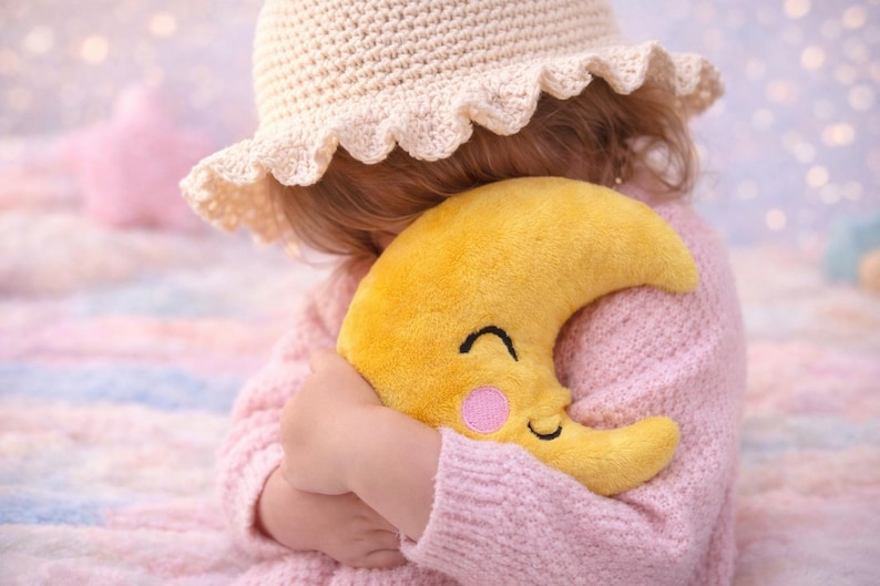 Moon embroidery pattern, In The Hoop ITH, Softie Stuffie Plushie Kids embroidery design, 4 sizes image 2