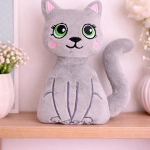 ITH-Stickvorlage für Katzen-Stofftiere, Maschinenmuster, ITH-Kätzchen-Stofftier, Katzen-Kuscheltier, Kätzchenmuster im Stickrahmen, ITH 6x10, 7x12