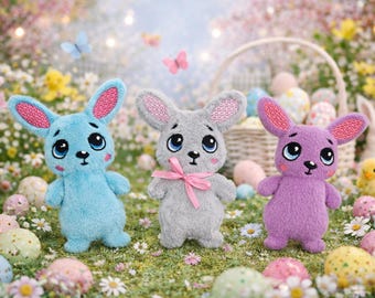 Easter Bunny Stuffie ITH Embroidery ,Machine Pattern,ITH Bunny Stuffie,Rabbit Softie, Easter Pattern,ITH 5x7 In the hoop