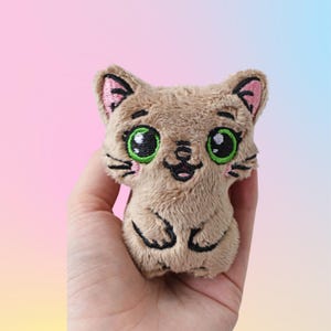 Little Kitty Stuffie ITH Embroidery Machine Pattern, ITH Stuffie, Kitten Softie, Cat Pattern, ITH 4x4