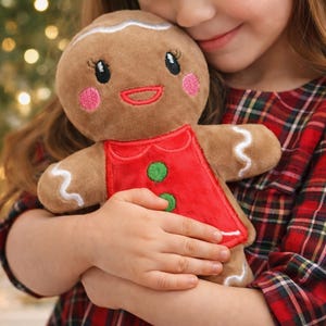 Gingerbread girl embroidery pattern , In The Hoop, ITH, Softie Stuffie Plushie Kids , embroidery design, christmas pattern, 4 sizes image 2
