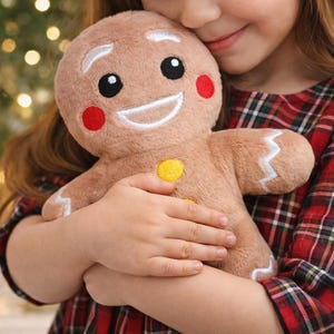 Borduurpatroon van een peperkoekmannetje, In The Hoop (ITH), Zachte Knuffel voor Kinderen, borduurontwerp, kerstpatroon, 4 maten afbeelding 3