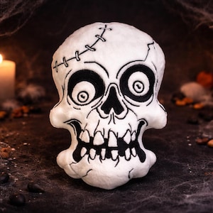Crazy Skull Stuffie Halloween ITH Embroidery , Machine Pattern, ITH Skull Stuffie, Halloween Softie, Skull Pattern, ITH 5x7,6x10,7x12,8x12