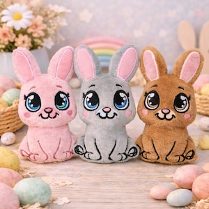 Padrão de bordado ITH de coelho, Padrão para máquina, Coelho de pelúcia ITH, Bichinho de pelúcia de Páscoa, Padrão de Páscoa, ITH 5x7, 6x10, 7x12, 8x12