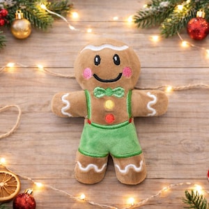 Gingerbread man embroidery pattern , In The Hoop, ITH, Softie Stuffie Plushie Kids , embroidery design, christmas pattern, 4 sizes