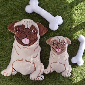 Pug dog Stuffie ITH Embroidery , Machine Pattern, ITH Pug Stuffie, dog Softie, Pattern, ITH 5x7, 6x10, 7x12, 8x8, 8x12