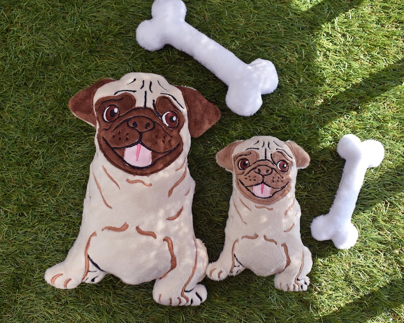 Pug dog stuffie ith embroidery machine pattern ith pug  etsy