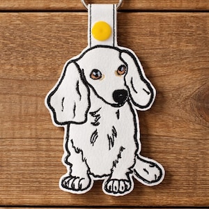 Long Hair Dachshund Snap Tab, Dog, Key Chain, Key Fob, Snap Tab, ITH, Digital File, Embroidery Design 5x7