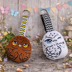 Little Owl keyfob Stuffie ITH Embroidery ,keychain Machine Pattern,ITH owl Stuffie, owl Softie, forest Pattern,ITH 4x4 In the hoop