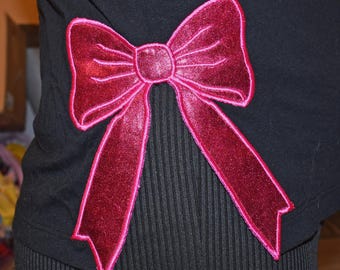 Lazo lateral apliques bordado diseño cinta girly arco bordado, sudadera costura arco lateral reliquia 4x4, 5x7,6x10,