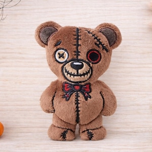 Diseño de bordado a máquina ITH de oso de peluche espeluznante para Halloween. Diseño de peluche de 5 x 7, 6 x 10, 7 x 12, 8 x 8, 8 x 12