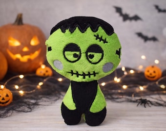 Frankenstein green monster Halloween ITH embroidery design. softie design, stuffie 5x7,6x10,7x12,8x12
