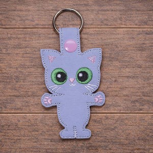 Cat Kitty Snap Tab, cat, Key Chain, Key Fob, Snap Tab, ITH, Digital File, Embroidery Design 4x4, 5x7