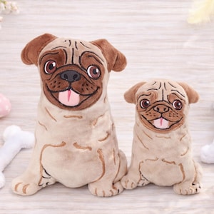 Mops-Stofftier, Stickvorlage für die Nähmaschine, Mops-Stofftier, Kuscheltier, Stickvorlage, Größen: 5x7, 6x10, 7x12, 8x8, 8x12