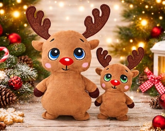 Kerst Rendier Knuffel ITH Borduurwerk, Herten Machine Patroon, ITH Kerst Knuffel, Kerst Knuffel, ChristmasITH 5x7,6x10, 7x12,8x12