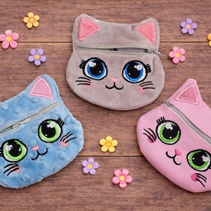 Motif de broderie tête de chat pour portefeuille, format 5x7