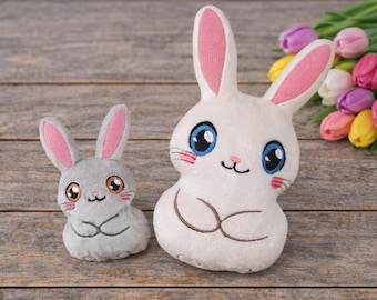 Little bunny keychain ITH embroidery pattern ,Machine Pattern, ITH bunny Stuffie,Easter Softie, easter Pattern, ITH 4x4