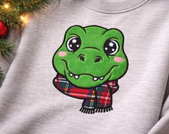christmas winter T-Rex applique machine embroidery design ,Machine Pattern,5x7,6x10,7x12,8x12