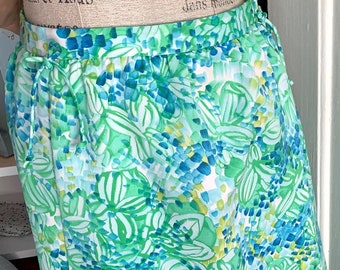 Vintage Eleanore Hadley Skirt / Vintage Watercolor Print Skirt / Vintage Spring Skirt / Vintage Size XL