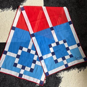 Vintage Vera Neumann Scarf: Red, White & Blue Quilt Pattern