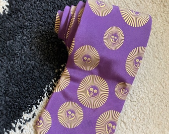 Purple Fornasetti Silk Tie with Sun Print / Vintage Silk Necktie Fornasetti