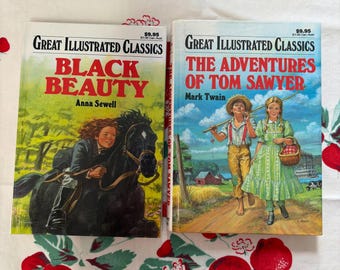Vintage 90s Illustrated Classics Hardcover Book, Choose Your Title