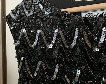 Vintage 80s Pailletten Tank Top: Teddi aus Kalifornien, ärmellose Abendgarderobe