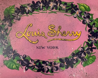 Vintage Louis Sherry-konservburk, New York, rosa ask, stor storlek
