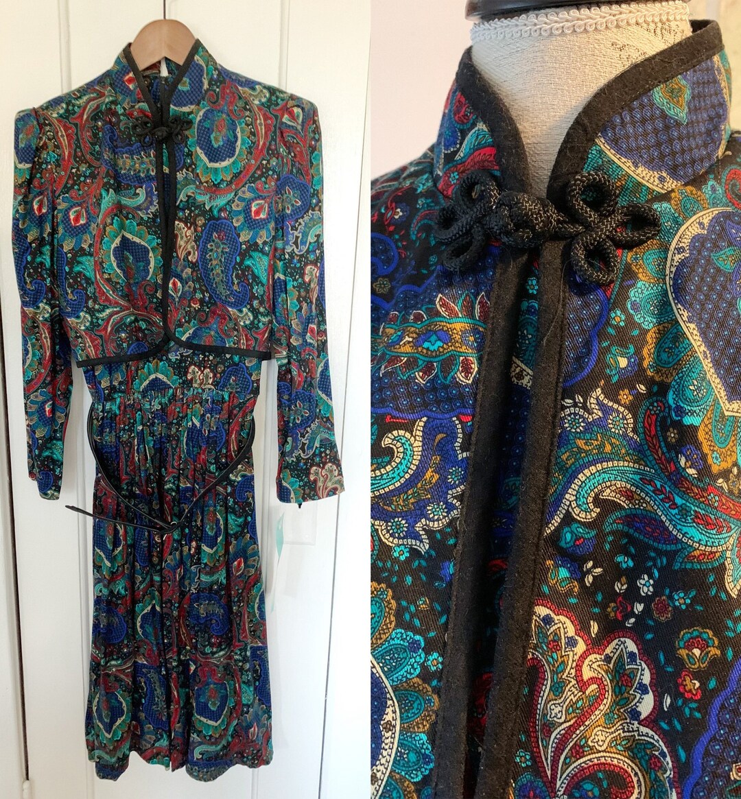 Vintage Leslie Fay Paisley Dress With Long Sleeves / Vintage - Etsy